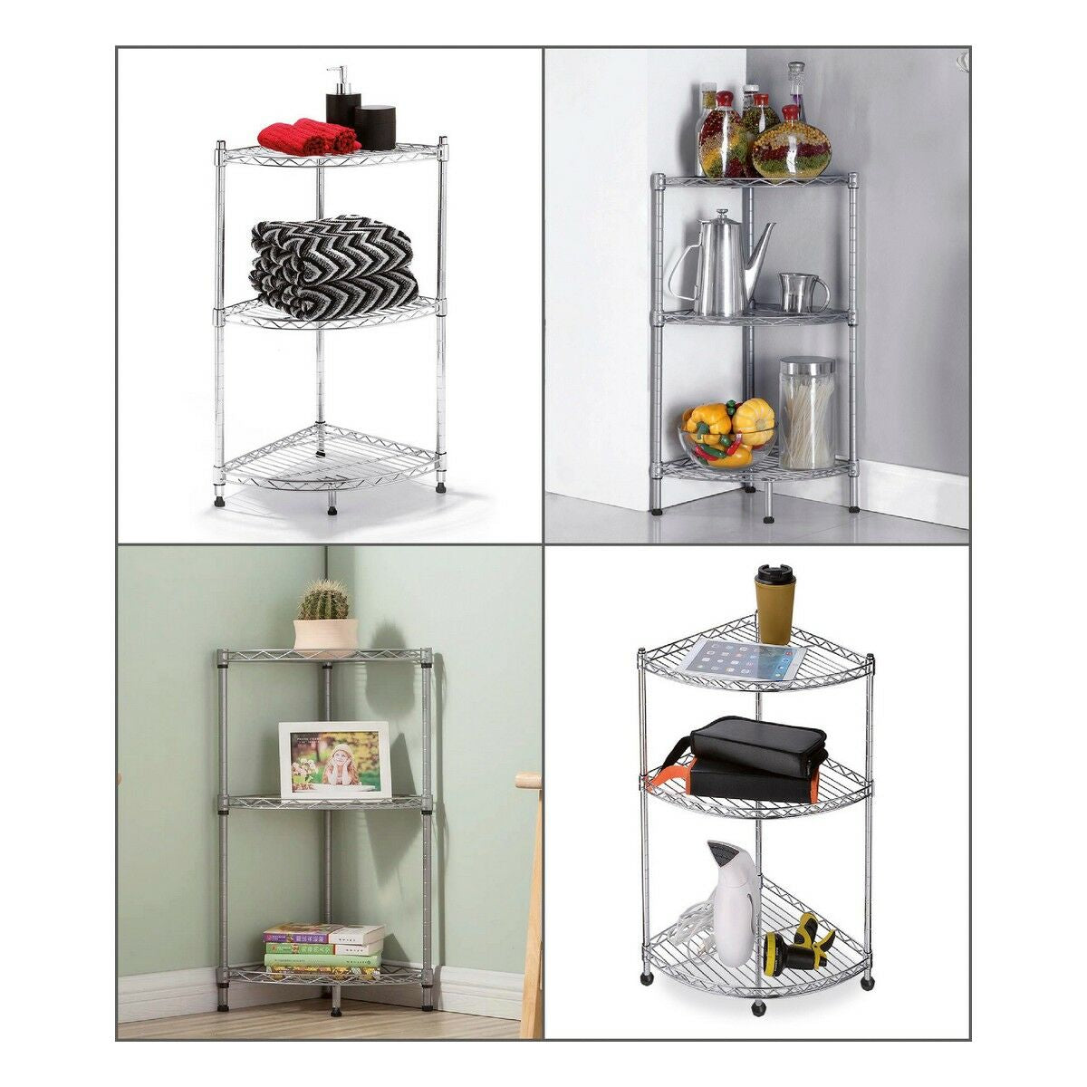 Corner Shelves Confortime 3 levels Chromed (35 x 35 x 70 cm)-1
