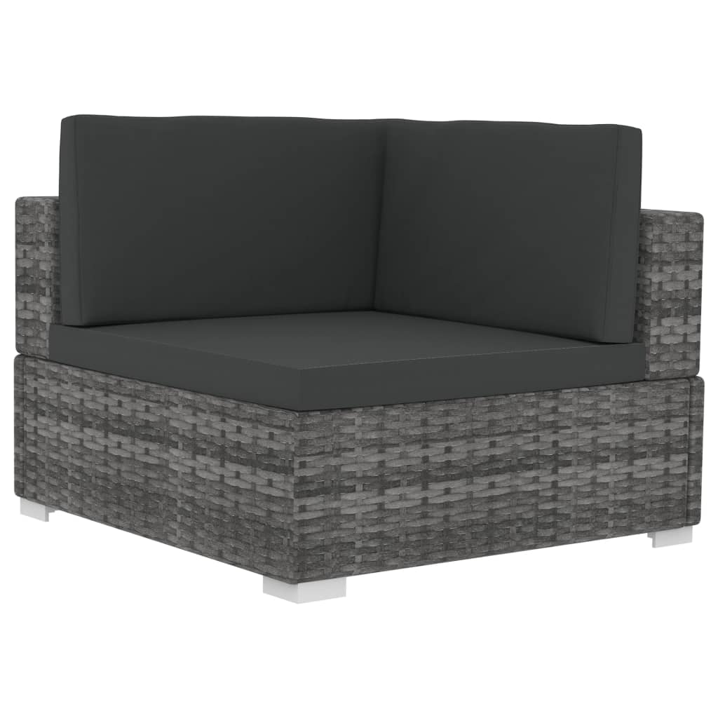 NNEVL Sectional Corner Chairs 2 pcs with Cushions Poly Rattan Grey-3