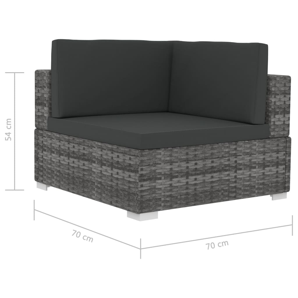 NNEVL Sectional Corner Chairs 2 pcs with Cushions Poly Rattan Grey-4
