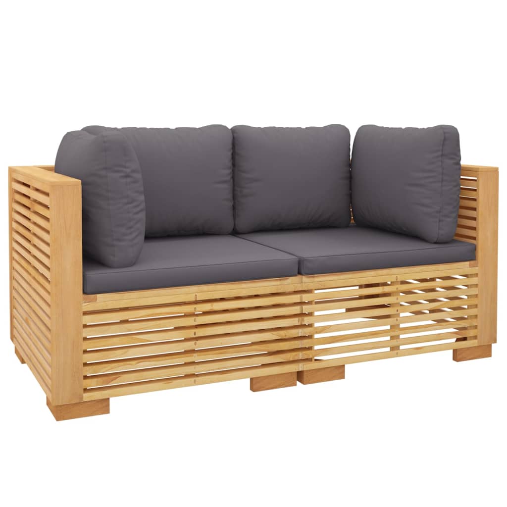 NNEVL Garden Corner Sofas with Cushions 2 pcs Solid Wood Teak-2