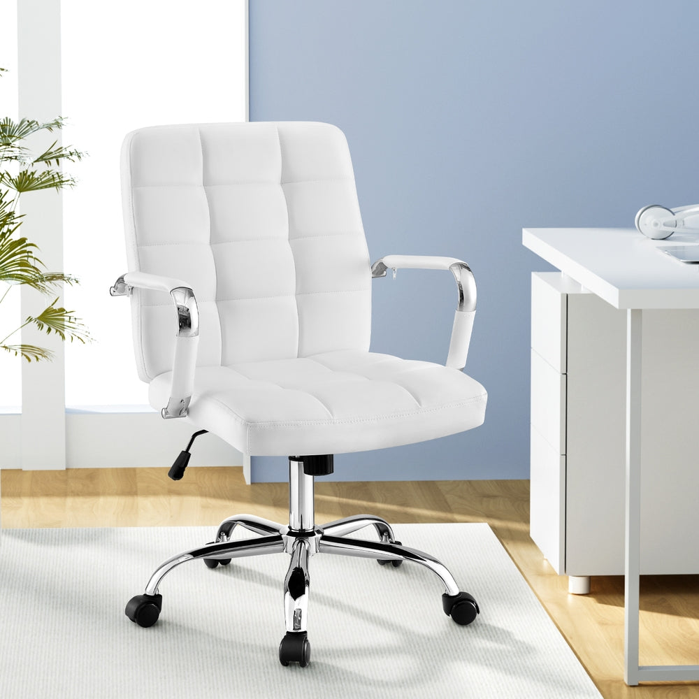 NNEDSZ Artiss Office Chair Seat PU Work Computer Desk Chairs-0