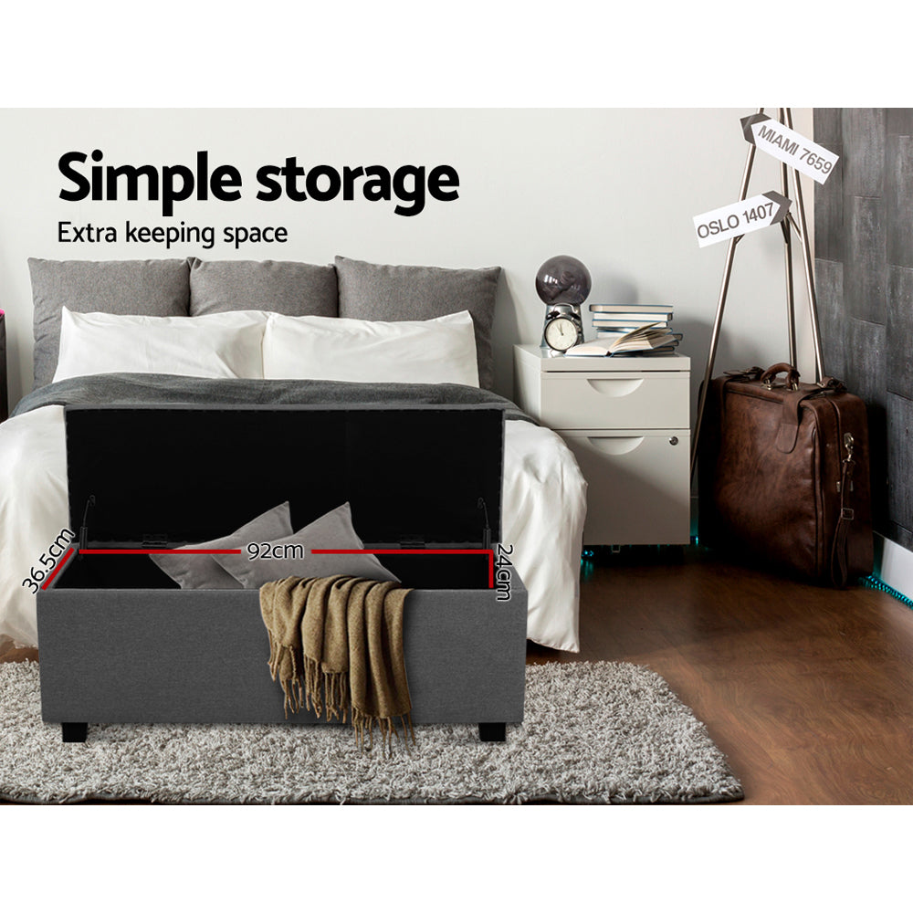NNEDSZ Large Fabric Storage Ottoman - Grey-4