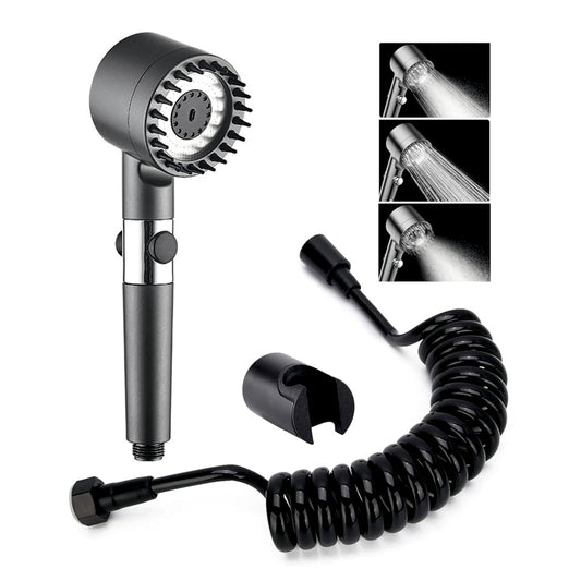 Fossa Snow Shower Head with Filter, High Pressure Shower Head Water Saving, Massage Hand Shower with 3+1 Jet Types, Rain Shower Head with Stop Function, with 1.5 Meter Stainless Steel Hose Pipe, Hook-0